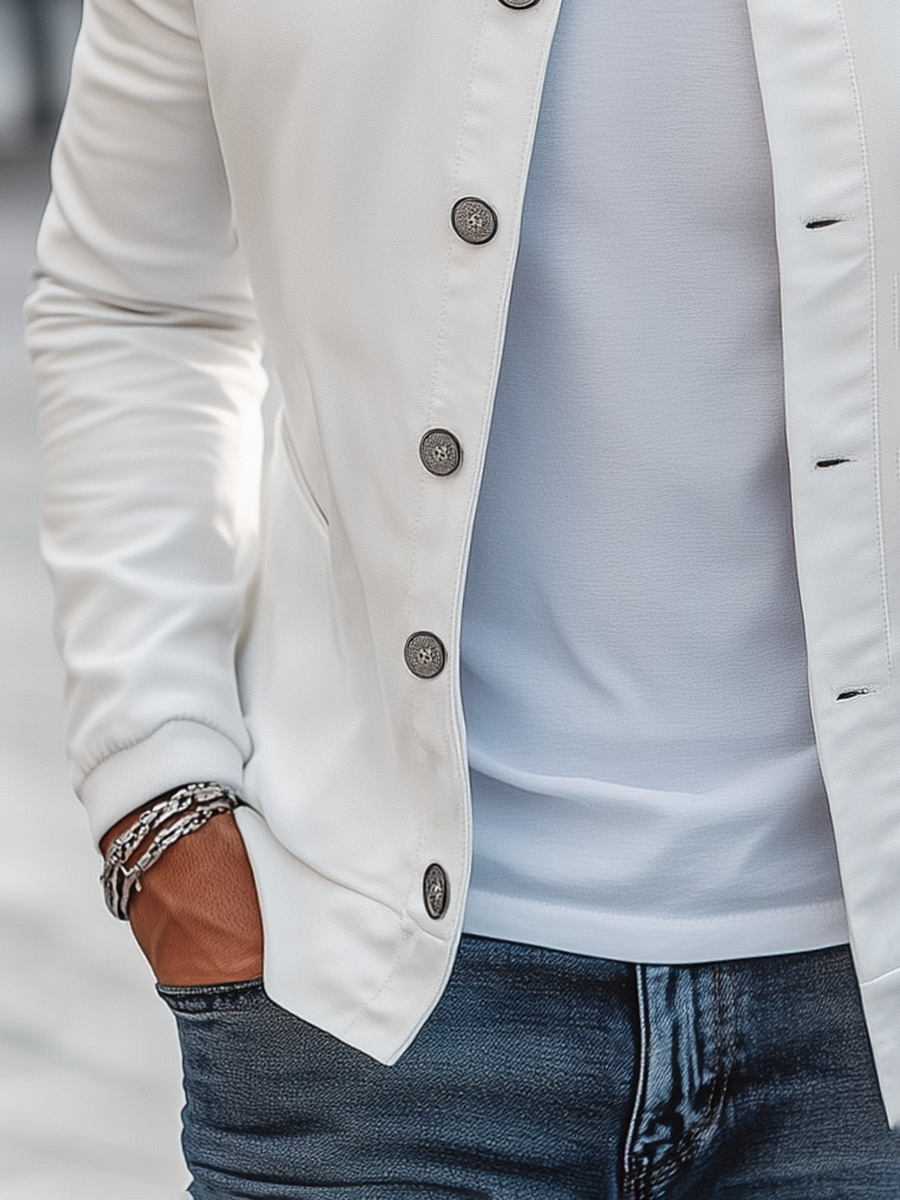 Sleek Button-Up Bomber Jacket