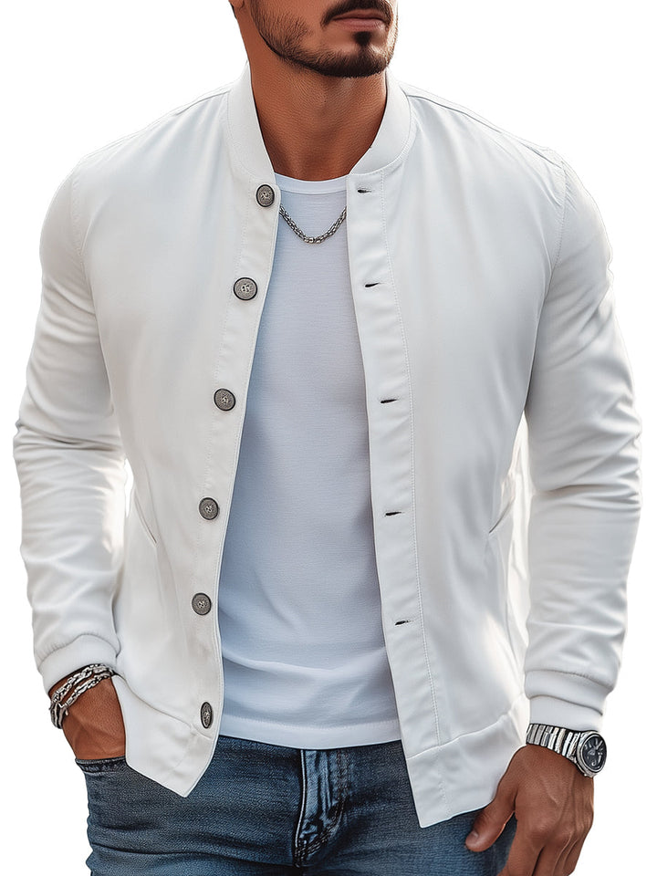 Sleek Button-Up Bomber Jacket