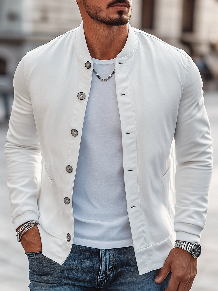 Sleek Button-Up Bomber Jacket