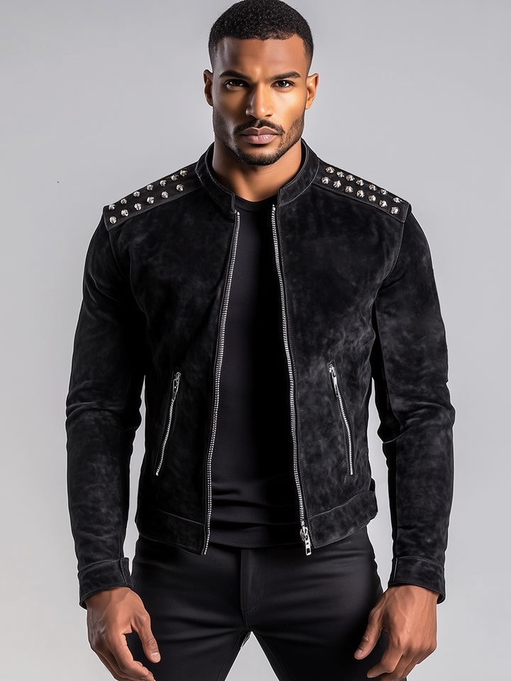 Vance Studded Suede Biker Jacket