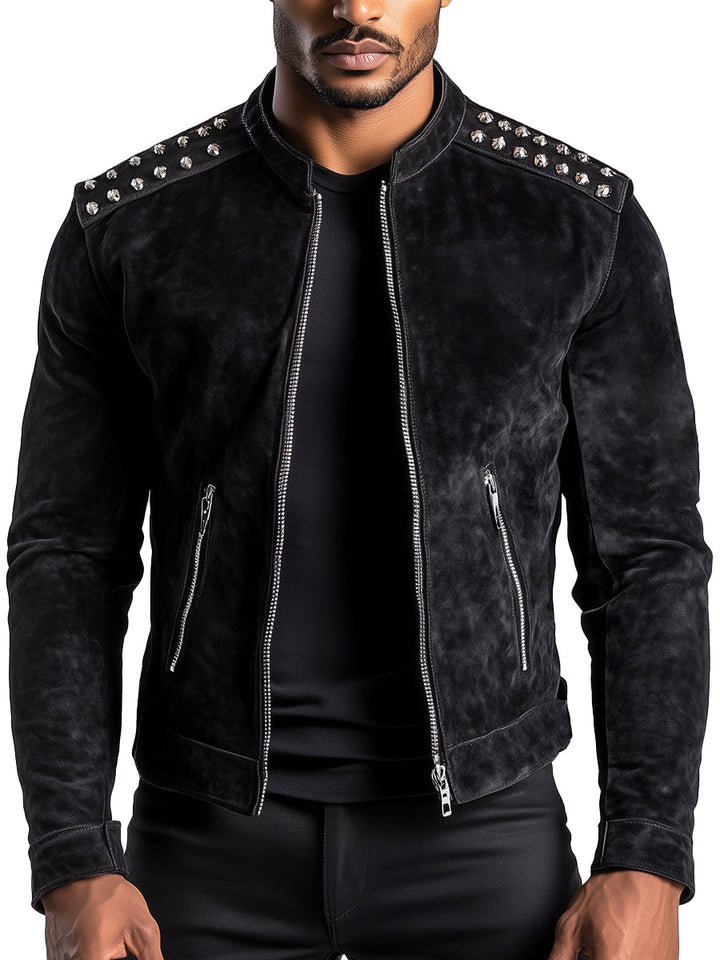 Vance Studded Suede Biker Jacket