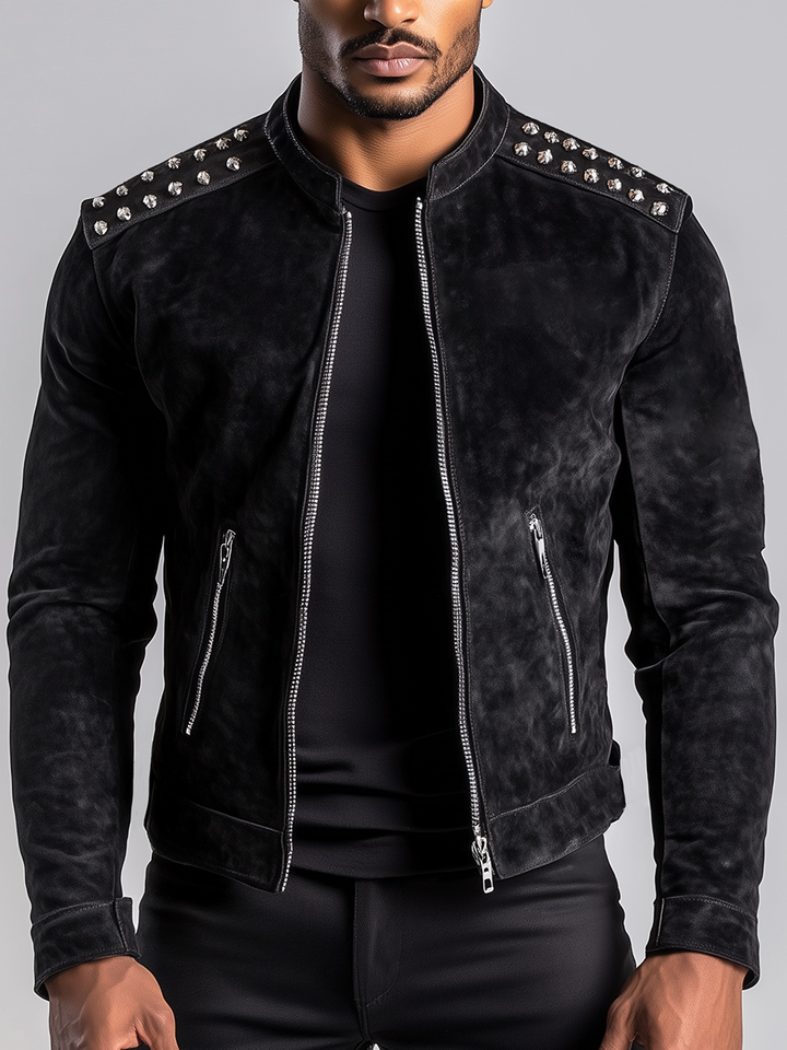 Vance Studded Suede Biker Jacket