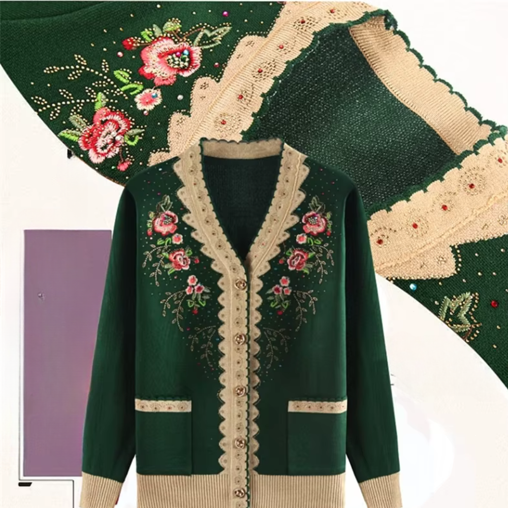 Roseline Embroidered Knit Cardigan