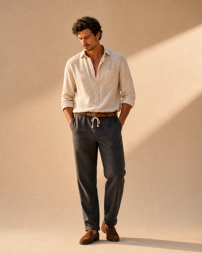 Positano Linen-Blend Drawstring Trouser