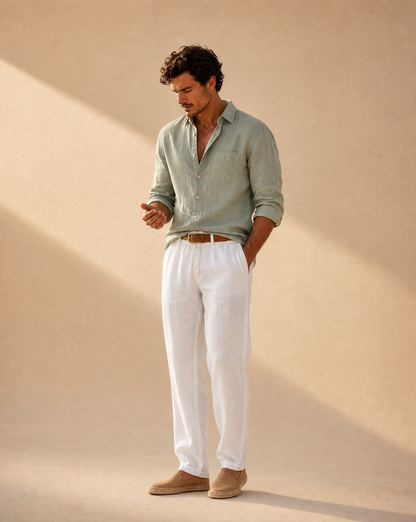 Positano Linen-Blend Drawstring Trouser