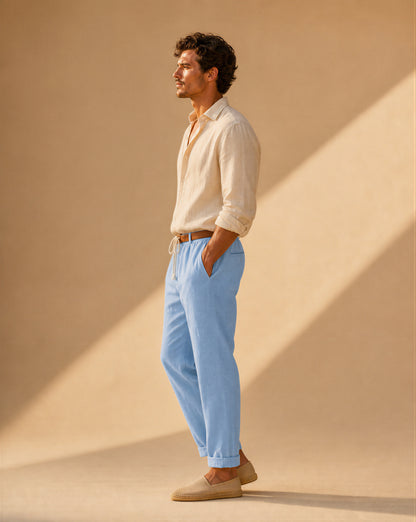 Positano Linen-Blend Drawstring Trouser