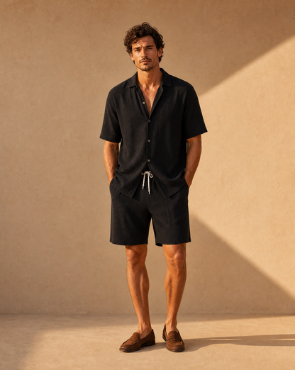 Lecce Ribbed Camp Collar Set