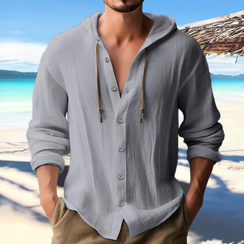 Santorini Coastal Hooded Shirt