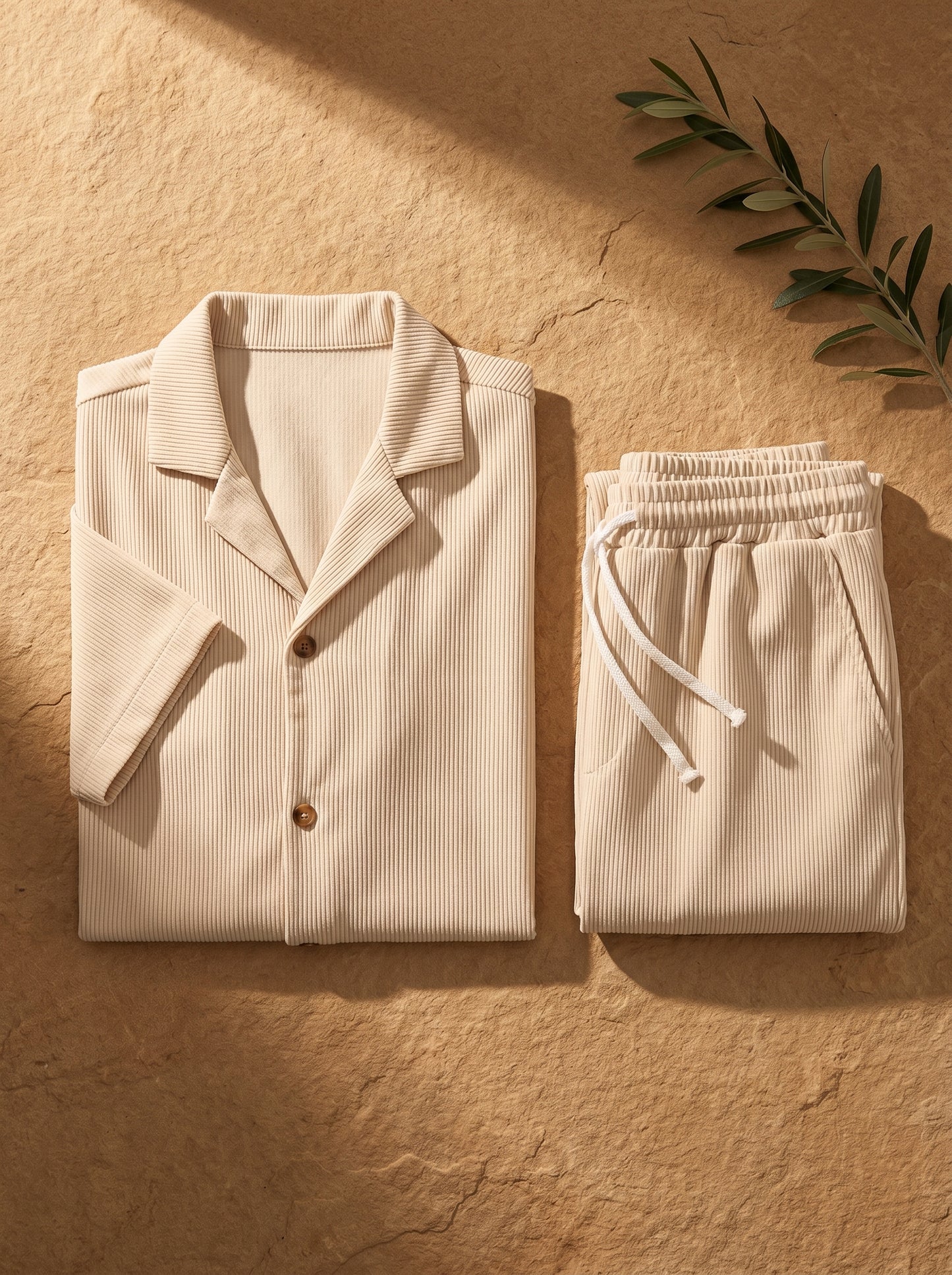 Lecce Ribbed Camp Collar Set
