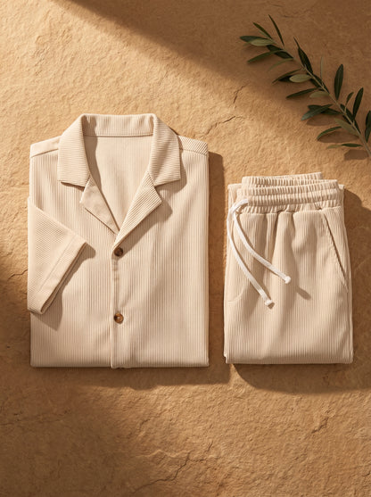 Lecce Ribbed Camp Collar Set