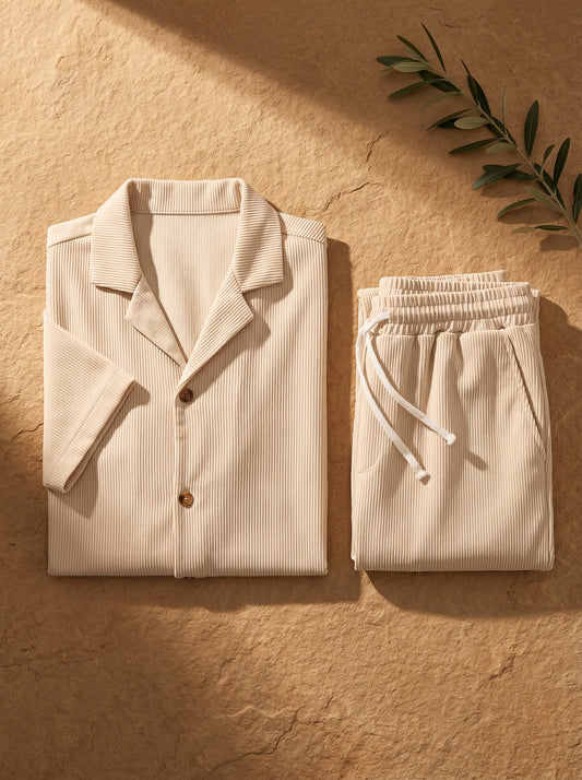 Lecce Ribbed Camp Collar Set
