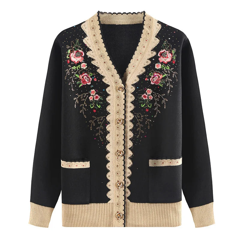 Roseline Embroidered Knit Cardigan