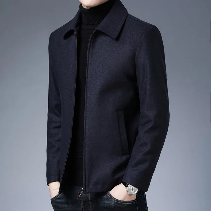 Refined Wool Blend Zip-Up Jacket