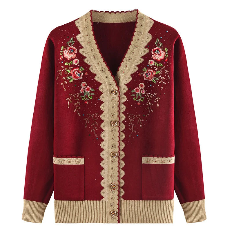 Roseline Embroidered Knit Cardigan