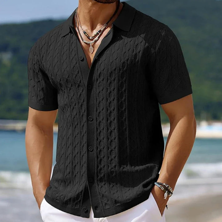 Harrison's Cable Knit Polo Shirt