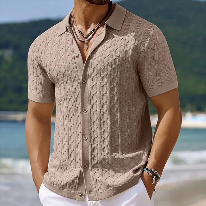 Harrison's Cable Knit Polo Shirt