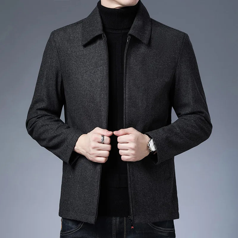 Refined Wool Blend Zip-Up Jacket