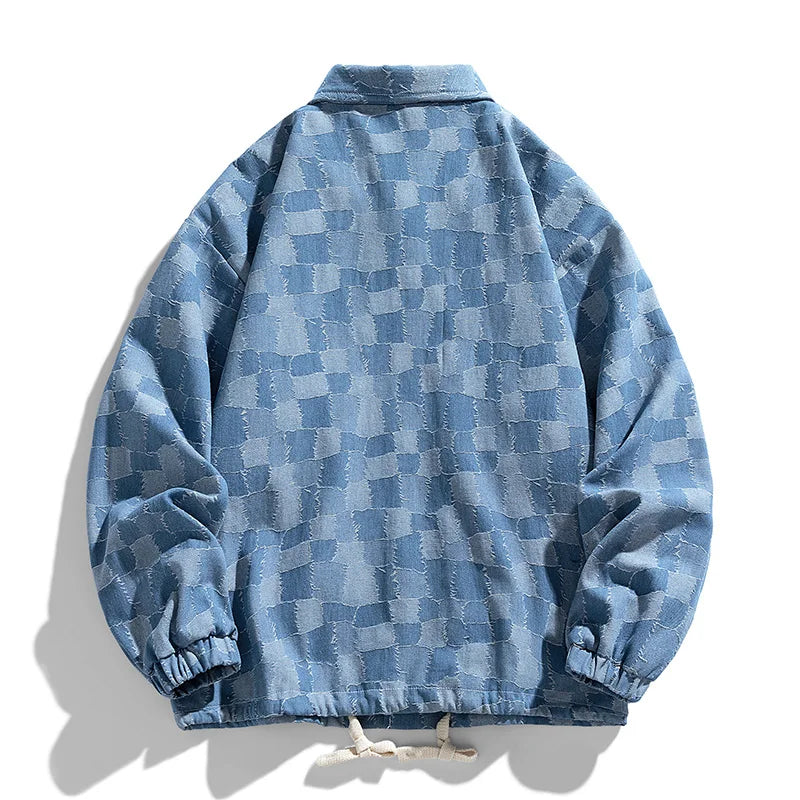 Luciano Couture Checkered Denim Jacket