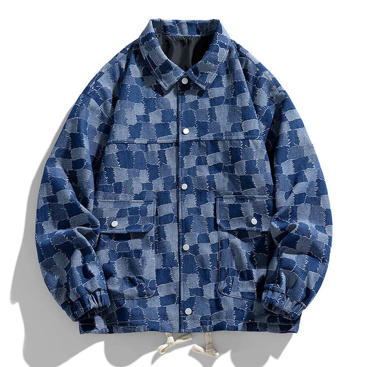 Luciano Couture Checkered Denim Jacket