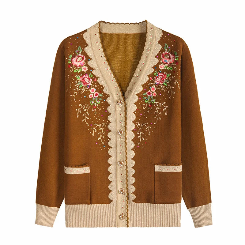 Roseline Embroidered Knit Cardigan