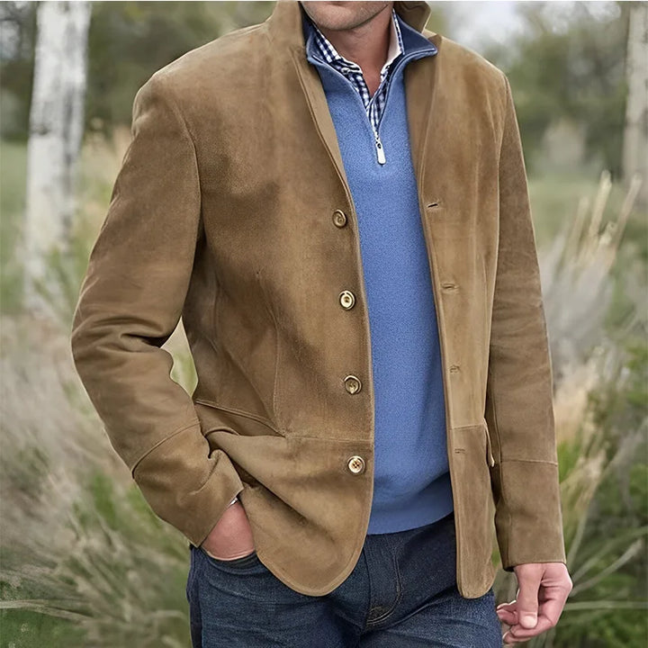 Savile Suede Button-Up Jacket