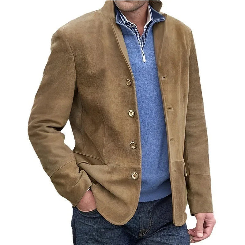 Savile Suede Button-Up Jacket