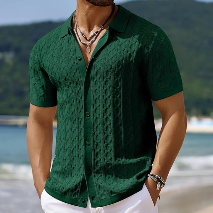 Harrison's Cable Knit Polo Shirt