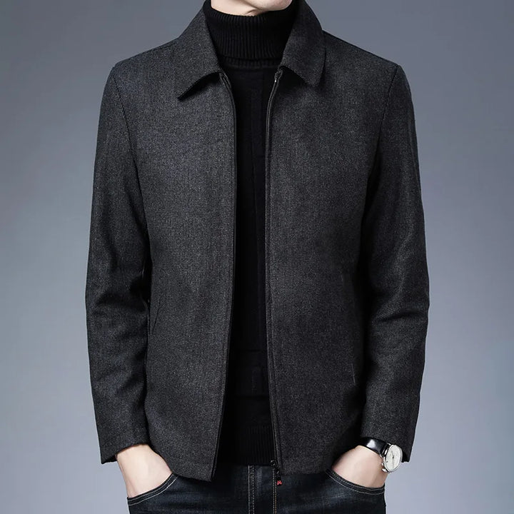 Refined Wool Blend Zip-Up Jacket