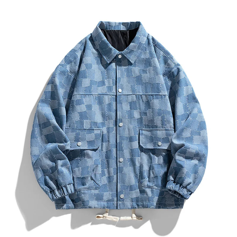 Luciano Couture Checkered Denim Jacket