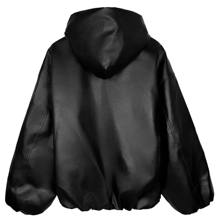 Luca Ferarro Leather Zip-Up Hoodie