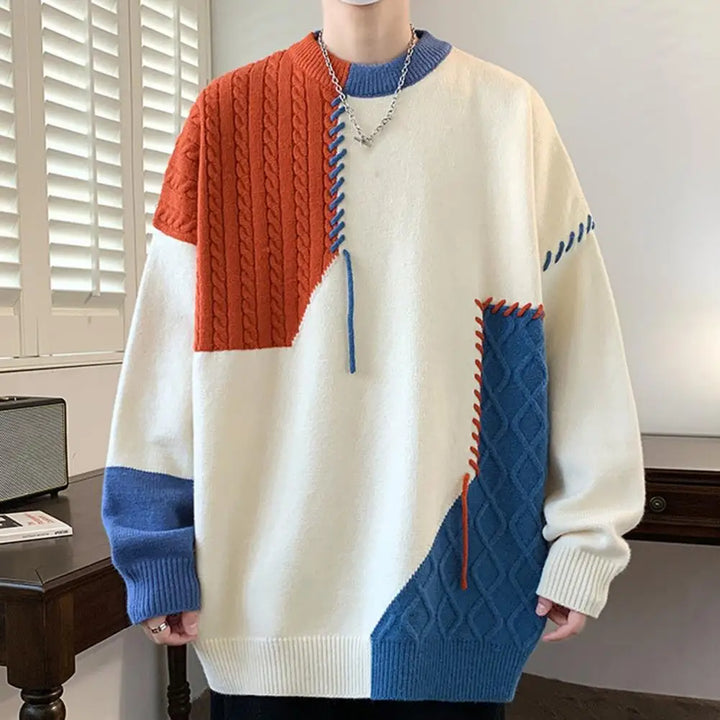 Luca Ferarro Colorblock Knit Sweater
