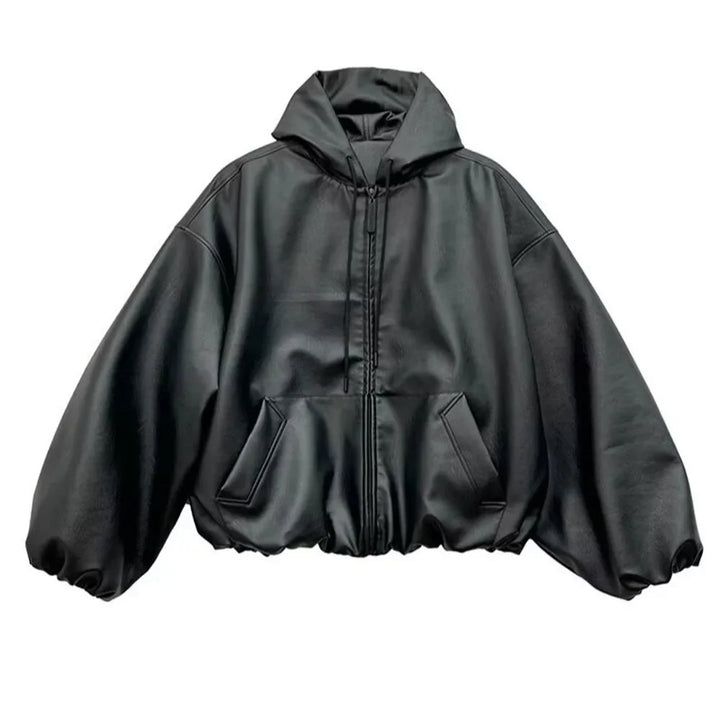 Luca Ferarro Leather Zip-Up Hoodie