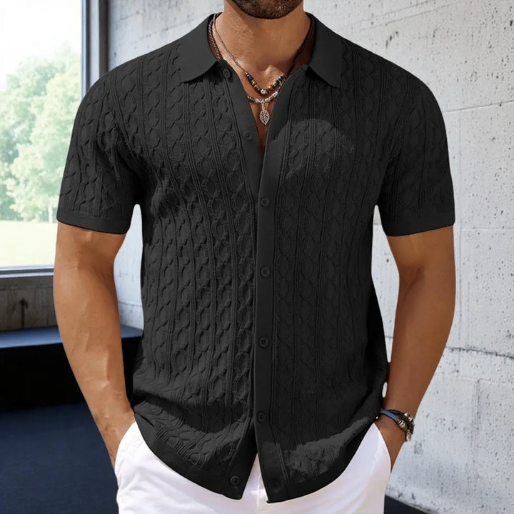 Harrison's Cable Knit Polo Shirt