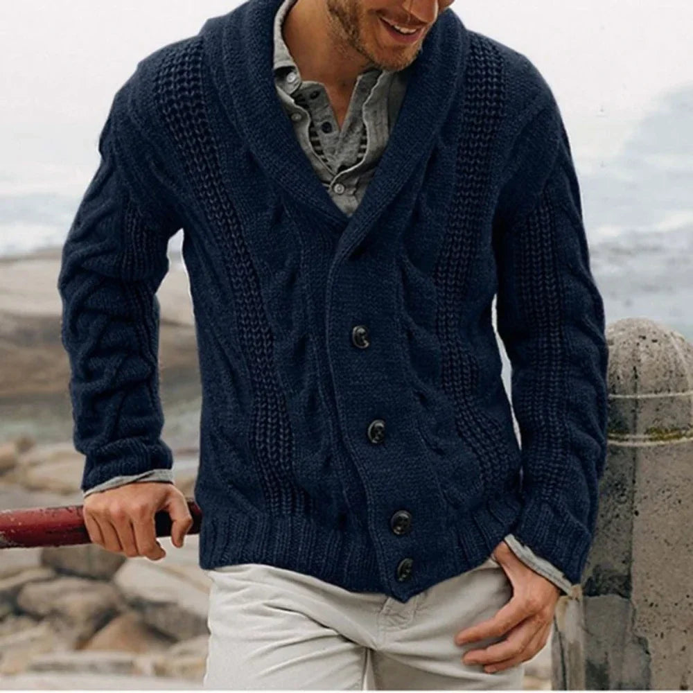 Luca Ferarro Coastal Cable-Knit Cardigan