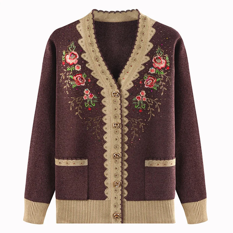 Roseline Embroidered Knit Cardigan