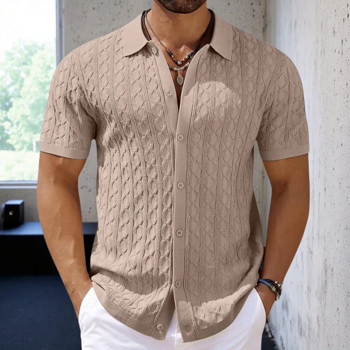 Harrison's Cable Knit Polo Shirt