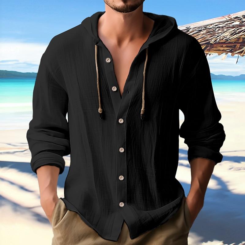 Santorini Coastal Hooded Shirt