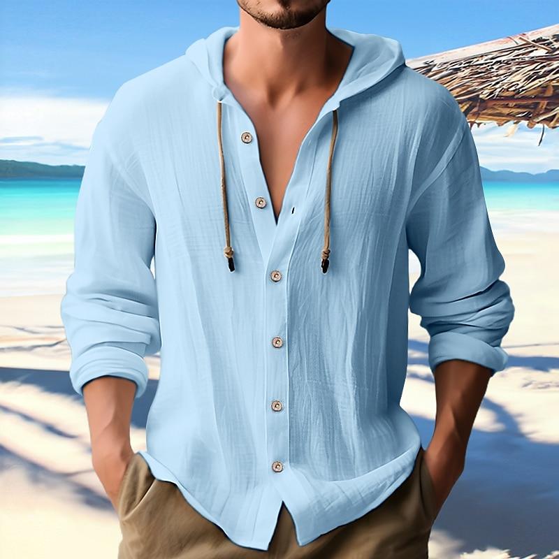 Santorini Coastal Hooded Shirt