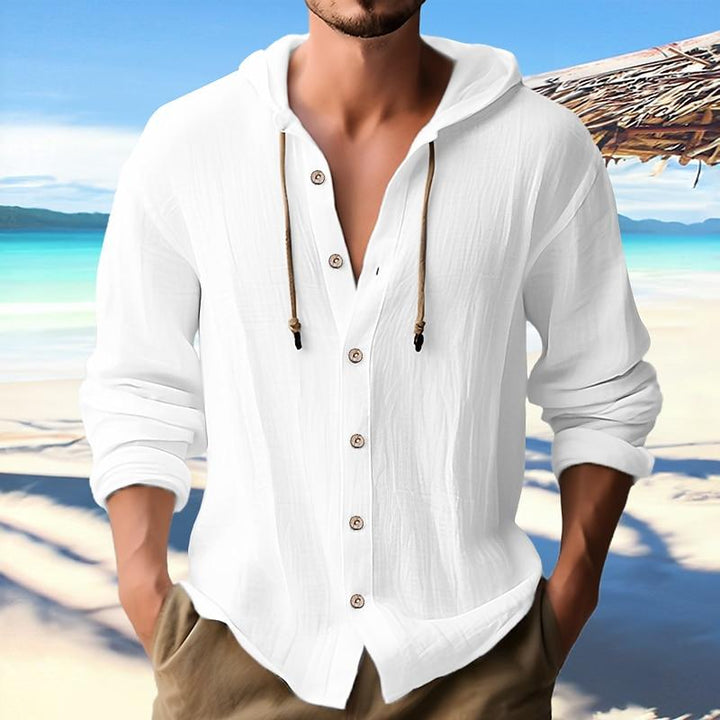 Santorini Coastal Hooded Shirt