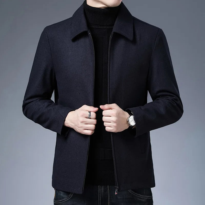 Refined Wool Blend Zip-Up Jacket